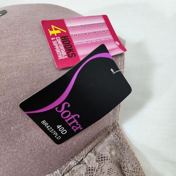 Sofra Womens Full Coverage Bra 40D Mocha Stretch Floral Lace Underwire BR4237PLD - Picture 11 of 12